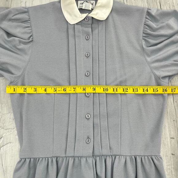 Lanz Original Gray Long Sleeve Collared Button Pilgrim Peasant Long Plain Dress - Picture 9 of 11